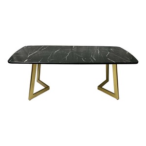 Mesa de Centro Moderna Rectangular de 100x60x45cm con Superficie de Piedra Resistente y Patas de Hierro, Mueble de Salón No Plegable - TT68186 - Product Image 5