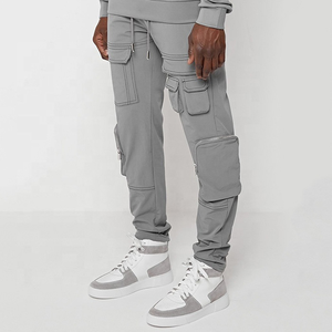 Pakistan Manufacturer 100% Cotton <b>Mens</b> Training <b>Cargo</b> Customized Multi-Pocket <b>Jogger</b> Set Breathable Hooded Winter Tracksuit - Product Image 5