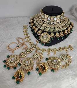 TRADITIONNEL & FANTAISIE ANTIQUE DESIGNER BIJOUX DE MARIÉE PLAQUÉ OR ET CZ ZIRCON ENSEMBLE DE COLLIER DE MARIAGE ET POUR FEMMES ET FILLE - Product Image 1