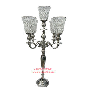 Candélabre en métal noir coulé en aluminium Candélabre en métal de taille personnalisée Centre de table en métal Candélabre décoratif fait main - Product Image 5