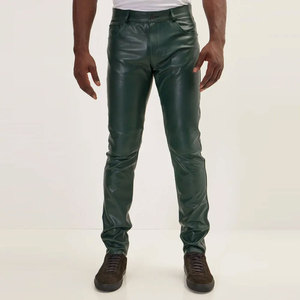 Pantalones de cuero para hombre de color liso hechos en fábrica de Pakistán, diseño de logotipo personalizado, pantalones de cuero para hombre de estilo básico a la moda - Product Image 1
