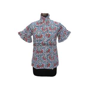 Robe d'été décontractée en coton à col rond et imprimé floral faite à la main Mini courte longueur ajustée taille naturelle respirante quotidienne Vintage - Product Image 6