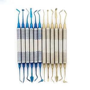 Kit 6 Titanium-Plated 18.5cm <b>Dental</b> Spatulas Manual Power CE Oral <b>Dental</b> <b>Equipments</b> Resin Filling Repair Composite Resin Filling - Product Image 1