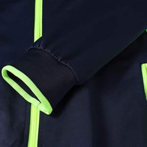 Ensemble de survêtement de sport pour homme bleu marine avec des accents vert fluo, veste zippée et pantalon de jogging, vêtements d'entraînement athlétique - Product Image 5