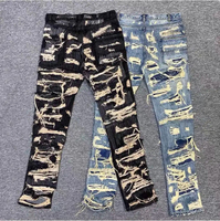 Jeans de Talla Grande para Hombre 2024 con Aspecto Desgastado, Pantalones de Mezclilla Rotos a la Moda de Algodón con Bajos de Pierna Asimétricos