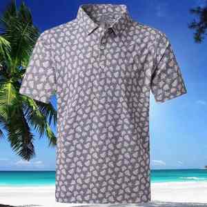 เสื้อโปโลสำหรับผู้ชายเสื้อโปโลปักโลโก้ผ้าแคนวาสลายพื้น - Product Image 2