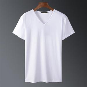 Pas cher Prix logo personnalisé impression logo hommes t-shirt vierge à manches courtes plaine hommes col en v t-shirts T-shirt pour hommes - Product Image 3