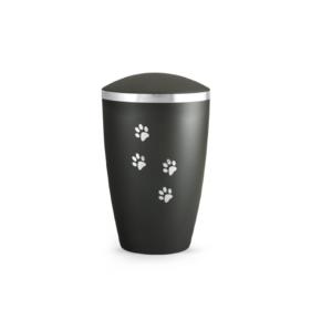 Grey Pet Memorial Urn for Ashes Metal Cremation Urn with Paw Print Design and Silver Base <b>Keepsake</b> Urn - Product Image 5
