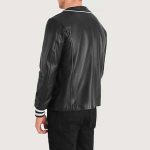 Veste universitaire vintage Willis de haute qualité en cuir de mouton noir imperméable avec motif brodé, style décontracté pour l'automne, taille XS - Product Image 5