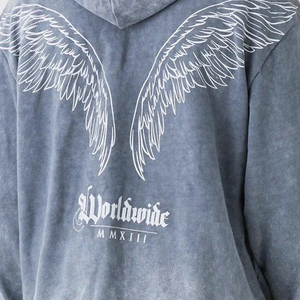 เสื้อฮู้ดดี้สตรีทแวร์พรีเมียมแบบใหม่ แห้งเร็ว ผ้าเปล่า สไตล์วินเทจ สองชั้น ล้างสีแบบแอซิด ระบายอากาศได้ดี ดีไซน์ทำเก่า สำหรับผู้ชาย - Product Image 5