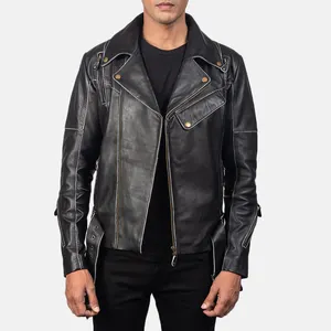 Jaket kulit asli pengendara sepeda motor gaya klasik 2024 dijual logo khusus ritsleting jaket klub sepeda motor