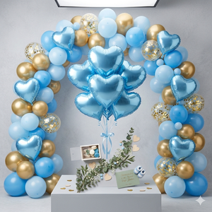 ลูกโป่งฟอยล์รูปหัวใจสีฟ้า ขนาด 24 นิ้ว/60 ซม. ผิวโครเมียมเมทัลลิกมุก สำหรับงานปาร์ตี้วันแม่ งานรับปริญญา งานปีใหม่จีน - Product Image 2