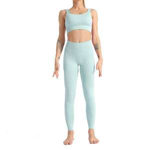 Ensemble de soutien-gorge et leggings de sport pour femmes en coton durable, style classique, Pilates, course à pied, entraînement, vêtements de sport décontractés - Product Image 3