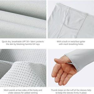 2025 사용자 정의 도매 스트레치 직물 남자의 낚시 후드 긴 소매 단색 UV 보호 낚시 후드 하이킹 셔츠 - Product Image 4