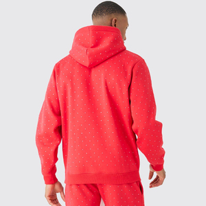 Prix d'usine Regular Fit All Over Rhinestone Survêtement Nouveau Design Pullover Hoodie Streetwear Survêtements Ensembles - Product Image 4