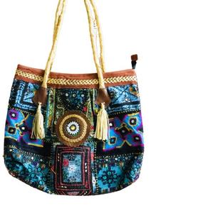 Bolso de mano indio hecho a mano de lujo con bordado Vintage, bolso Banjara de algodón bohemio para mujer, geométrico para compras nocturnas - Product Image 5