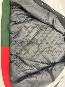 แจ็กเก็ตเลตเตอร์แมนสำหรับผู้หญิง, เสื้อแจ็คเก็ตผ้าคอตตอนนุ่มสบายแขนหนังโพลีเอสเตอร์ปักลายคอตั้ง - Product Image 5