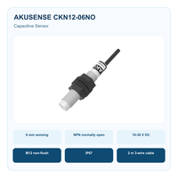 Capteur de proximité capacitif non encastré AKUSENSE CKN12-06NO M12 6 mm NPN NO 10-30 V CC IP67 Câble 3 fils de 2 m