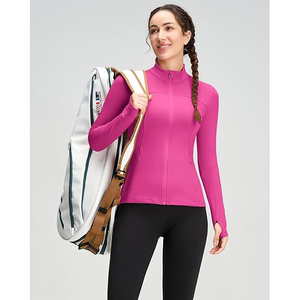 Women Training <b>Jacket</b> Full Zip Lightweight Top Stretchy <b>Yoga</b> Athletic Wear Soft Comfort Nylon Spandex Blend - Product Image 2