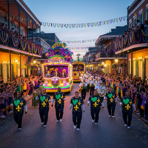 Camiseta de Manga Larga de Mardi Gras con Corazón y Flor de Lis para el Carnaval de Nueva Orleans para Productos Promocionales - Product Image 2