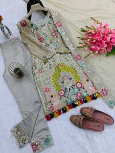 Hilos de Bordado Chinnon Pesados con Lentejuelas y Espejo Real para Salwar Kameez - Diseño de Encaje Elegante de Secado Rápido para Fiestas de Mujeres - Product Image 6