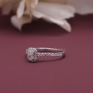 IGI Certified Lab Grown Radiant Cut Diamond Halo Engagement Ring <b>Solid</b> 925 Sterling <b>Silver</b> Hidden Halo Diamond Ring - Product Image 6