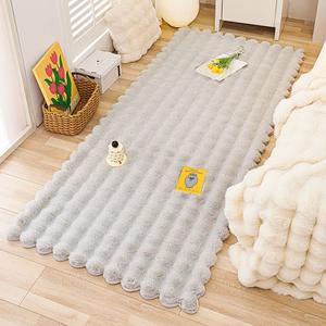 Tapis moderne en velours bulle moelleux, couleur personnalisée, imitation fourrure de lapin, tapis tufté pour accent mural, chevet ou décoration de sol - Product Image 1