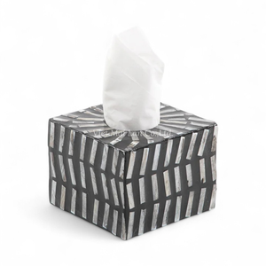 Boîte à mouchoirs de luxe en nacre, incrustation de coquillages faite à la main, support décoratif pour les espaces de vie - Product Image 1