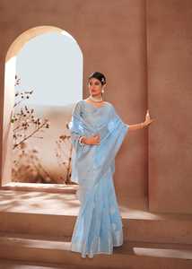 เสื้อผ้าอินเดีย Modal ผ้าไหมด้วยเงิน Zari ทอผ้าผู้หญิง Saree ชุดลำลองสำหรับการส่งออกทั่วโลกในราคาที่เป็นกลุ่ม - Product Image 4