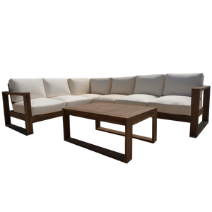 ชุดโซฟาแขนขวาทำจากไม้สักโมดูลาร์แบบโมดูลสำหรับลานกลางแจ้งสวนริมสระน้ำชุดโซฟาในสวน - Product Image 1