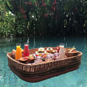 Plateau de petit-déjeuner flottant en poly rotin du Vietnam pour les hôtels, les fêtes, les services de restauration - Product Image 1