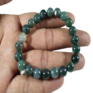 Pulsera de cuentas elásticas de almidón de ágata musgo, hermosas piedras preciosas de cristal Natural de gran calidad, grabado tallado al por mayor para el amor - Product Image 1