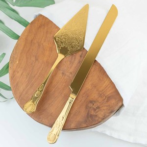 Customized Luxury Gold Good Quality Metal <b>Cake</b> Knife Server Wedding <b>Cake</b> Knife And Server Set in Bulk Price - Product Image 3