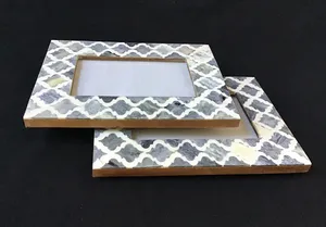 Indian Handcrafted MDF Wood <b>Photo</b> <b>Frame</b> with Bone Inlay Best Quality Direct Wholesale Wall Table Decoration Black Home Decor - Product Image 2