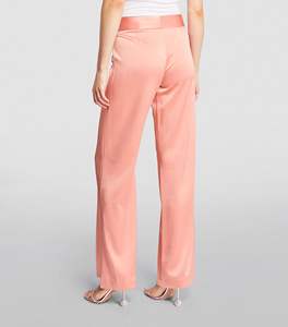 2025 nuevo último diseño Color liso Rosa Color terciopelo Material Zip Fly pantalones de pierna ancha para mujer - Product Image 6