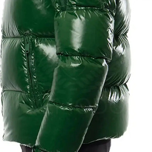 Chaqueta de Burbuja Acolchada de Algodón con Capucha y Cuello Alto para Hombre, Color Verde Oscuro, Cálida, Ecológica, Resistente al Viento, Invierno 2024 - Product Image 4