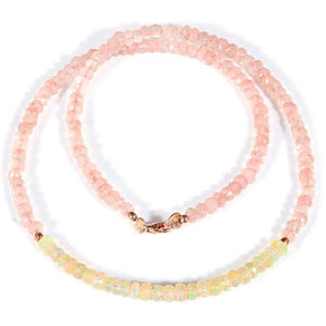 Collier chaîne en argent sterling 925 avec quartz rose naturel et perles d'opale éthiopienne polies pierres précieuses en vrac - Product Image 5