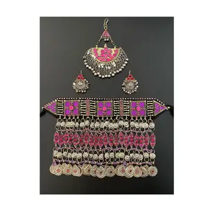 Nueva moda Bollywood estilo afgano joyería pendiente collar conjuntos fabricante superior hecho conjuntos de joyería afgana