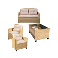 Tabourets de jardin Table et chaises Cadre en acier Mobilier d'extérieur en rotin Chaise de salle à manger en rotin Ensemble de salon Mora Meubles en osier