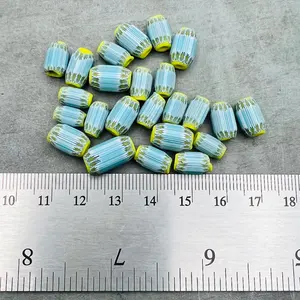 Perles de verre rayées artisanales vintage de Murano forme ovale toutes les couleurs pour la fabrication de bijoux en cristal au chalumeau-approvisionnement en vrac en gros - Product Image 4