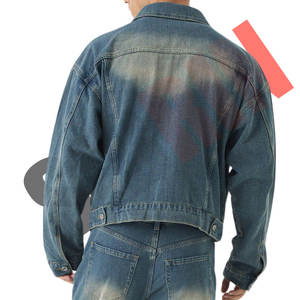 Unisex Stylish Versatile Lightweight Acid Wash Denim <b>Jacket</b> Custom Logo Boxy <b>Herringbone</b> Fabric Men Women OEM Service - Product Image 2