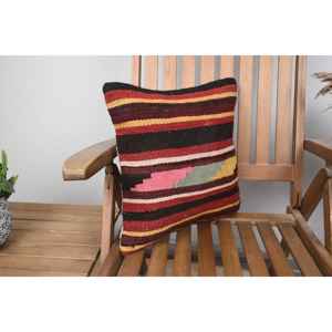 Multicolor Kilim Patchwork Wool Pillow 16x16 Inch Luxury Decorative Cushion Vintage <b>Fluffy</b> Leaves Pattern Portable <b>Bedding</b> - Product Image 2
