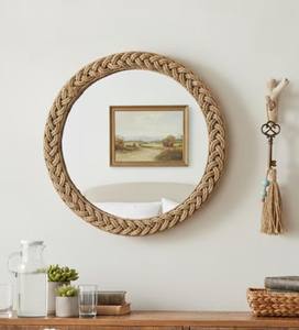 Rustic Wall Rope <b>Mirror</b> <b>Hanging</b> Rope <b>Round</b> <b>Mirror</b> for Home Decor Rope <b>Mirror</b> Farmhouse Wall <b>Mirror</b> - Product Image 1