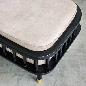 KBH GDSF013 <b>Ottoman</b> <b>Stool</b> with Removable Fabric- Covered Cushion Luxury Antique Ash Wood Frame for Entry Bedroom Hospital Use - Product Image 6