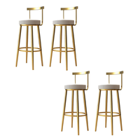 Moderner Barhocker aus Metall mit Rückenlehne und Kissens itz, hoher Theken stuhl für Küchen insel, Café, Bar und Restaurant