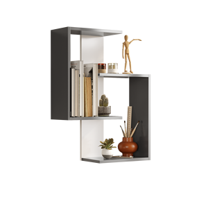 Antracita/blanco Lisboa estante de pared de madera contemporánea elegante organizador de oficina moderno para sala de estar envío gratis - Product Image 1