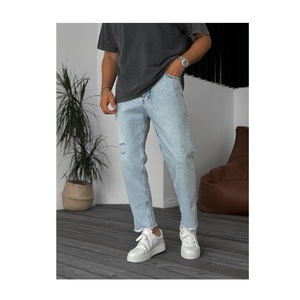 กางเกงยีนส์เดนิมทรงหลวมเอวกลางสำหรับผู้ชาย สไตล์สตรีทแวร์ฮิปฮอป ระบายอากาศได้ดี เป็นมิตรกับสิ่งแวดล้อม ซักได้ ผลิตจากผ้าฝ้าย 100% - Product Image 1