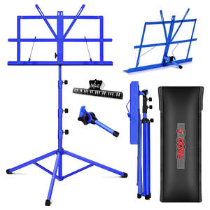Support de musique 5-en-1 réglable pour bureau, porte-partitions portable, support de livre pliable tout en métal - Product Image 1