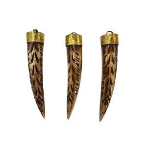 Colgante de Cuerno de Abulón, Hueso Tibetano, Diente, Espiga, Colmillo, Forma de Bala, Argolla de Latón, Joyería Fina, Colgantes y Amuletos - Product Image 2