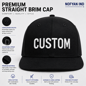 Gorras Personalizadas con Visera Recta al por Mayor, Fabricante de Gorras de Béisbol Premium con Visera Plana, OEM ODM, Gorra Snapback con Bordado de Logotipo Personalizado - Product Image 1